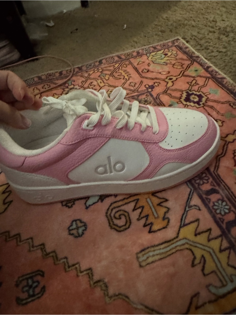 ALO Yoga Pink and White Low-Top Sneakers Size: 39 US:8.5 - Picture 5 of 7